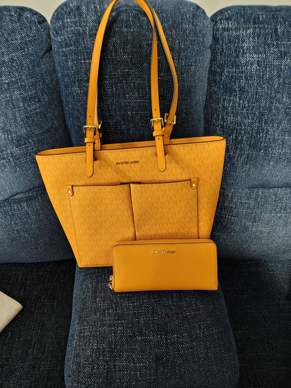 Michael Kors Orange Zip-Around Leather Wallet